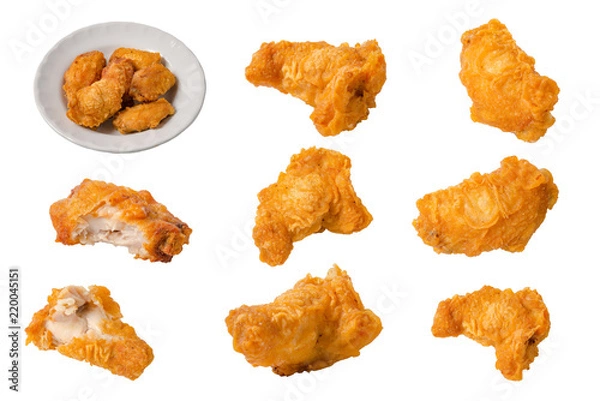 Obraz Fried chicken wings on isolate