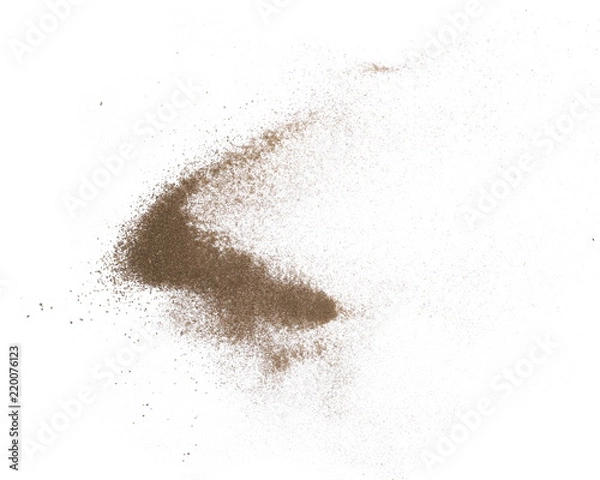 Fototapeta Dirt, soil dust pile isolated on white background, top view