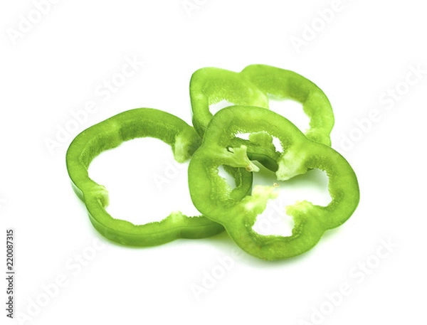 Obraz Sliced green pepper isolated on white background