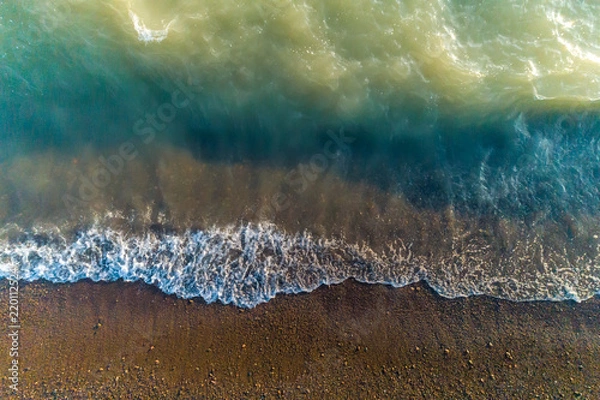 Fototapeta waves on the sea, top view