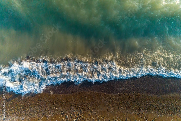 Fototapeta waves on the sea, top view