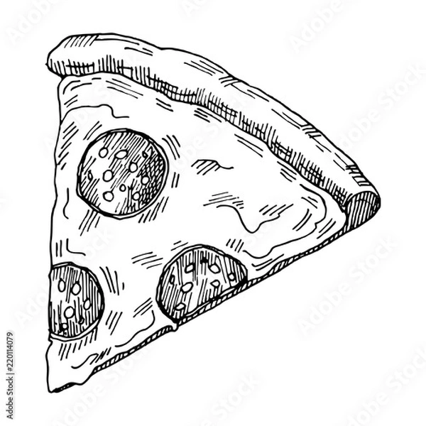Obraz hand drawn illustration of piece of pizza