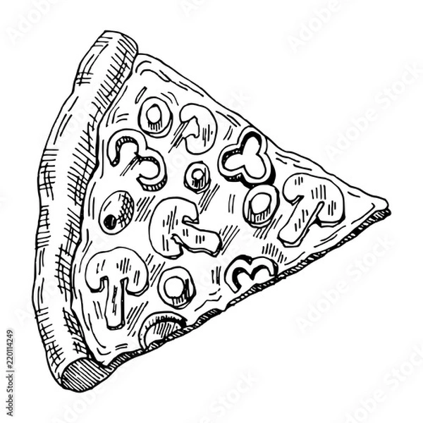 Obraz hand drawn illustration of piece of pizza