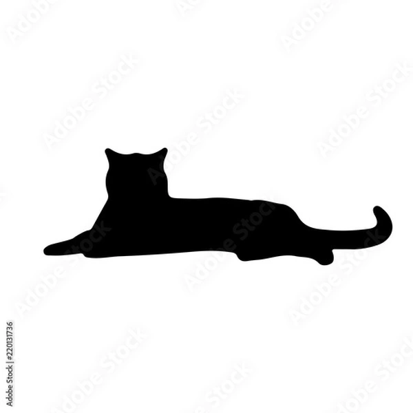 Obraz silhouette of a cat lying on a white background. Cat vector icon