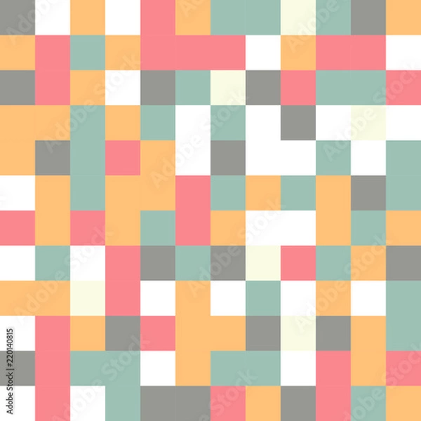 Obraz Squares mosaic geometric vector seamless pattern.