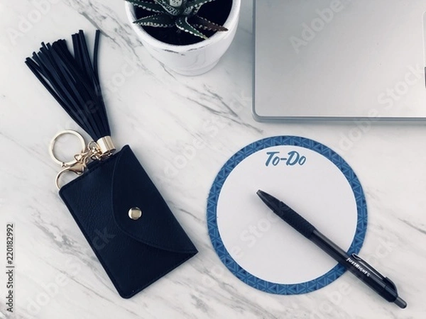 Obraz flat lay desk items