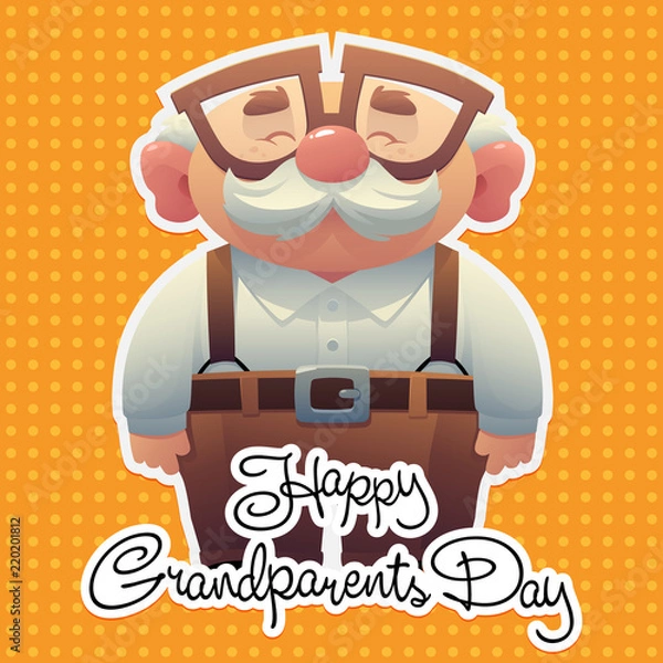 Obraz Happy grandparents day background with cute grandfather