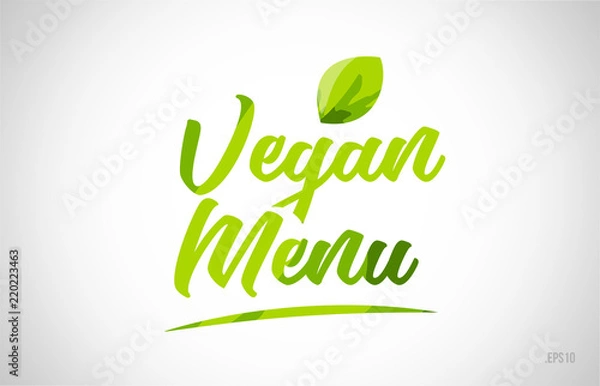 Fototapeta vegan menu green leaf word text logo icon typography