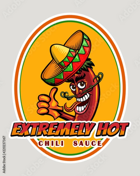 Obraz Hot Chili Sauce Emblem