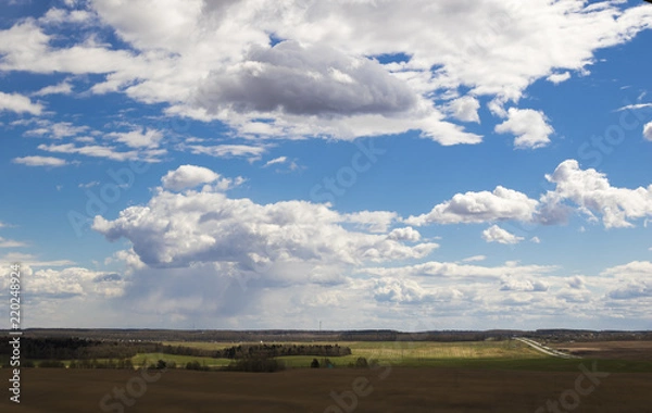 Obraz Rural landscape with storm clouds, dramatic sky