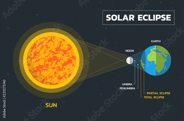Fototapeta Solar eclipse diagram - Vector