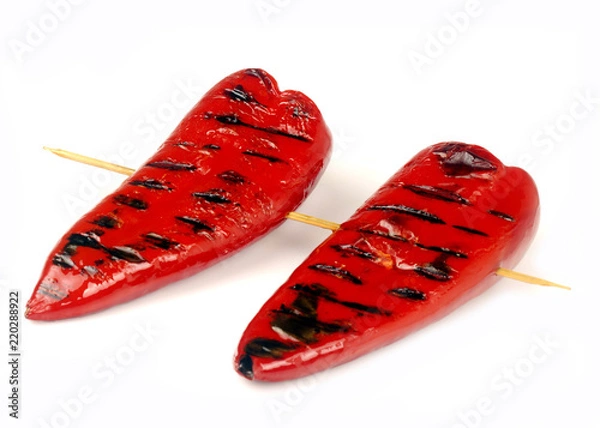 Fototapeta peppers grilled on skewers