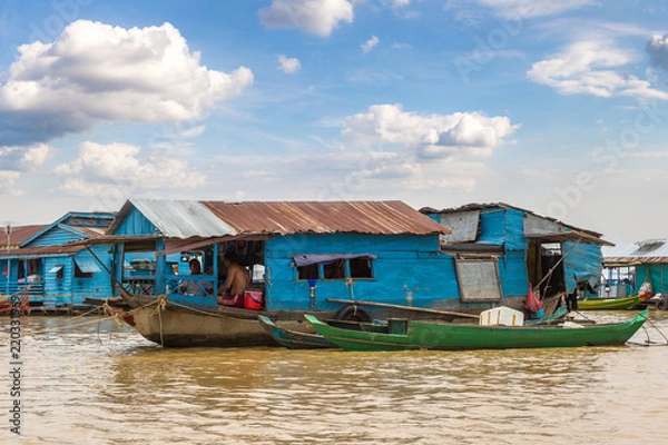 Fototapeta Floating village in Cambodia