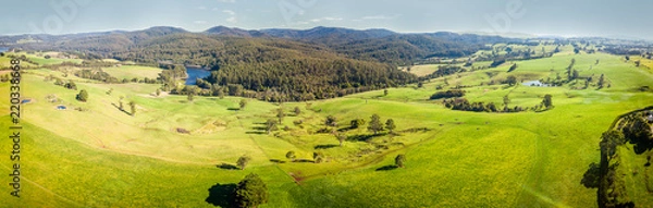 Fototapeta Dandenong ranges aerial view on a sunny winter day. The dandenong ranges are located in Victoria Australia.