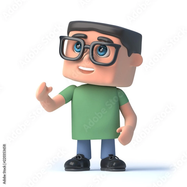 Obraz Vector 3d Nerd points to the left