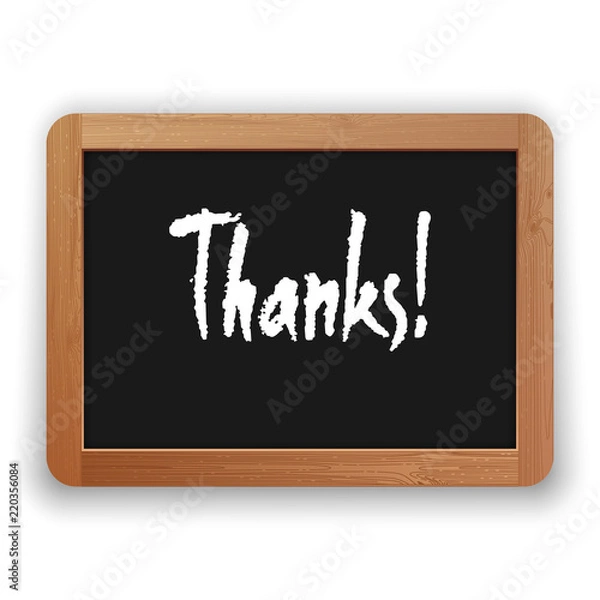 Obraz Vector Hand Drawn Thanks Word on a Blackboard