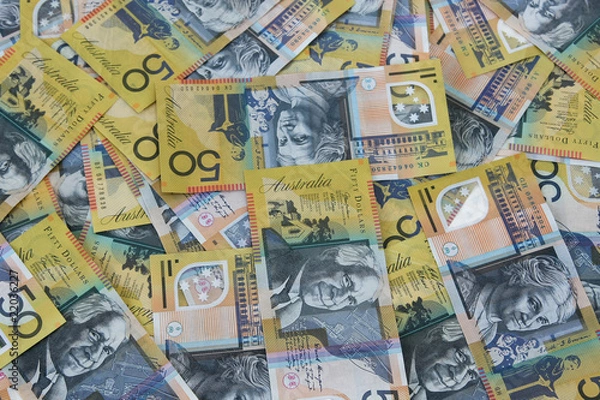 Obraz Australian fifty dollar notes everywhere.