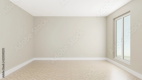 Fototapeta 3d render empty room pastel relax style single bed room type light brown