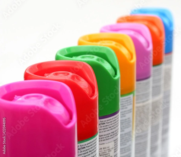 Obraz Multicolored aerosol cans