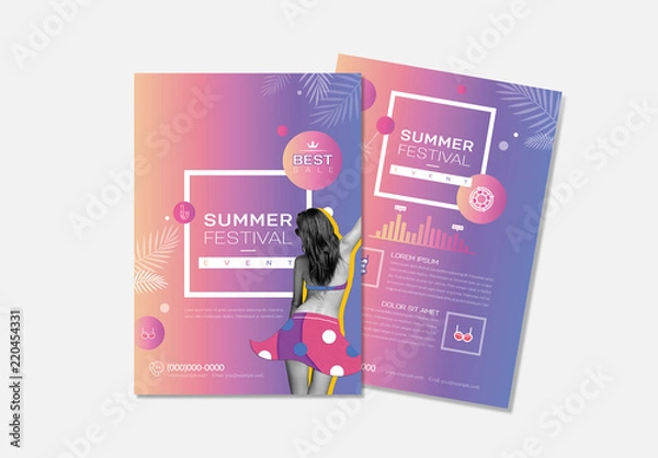 Fototapeta Event Flyer Layout With Purple Gradient Accents