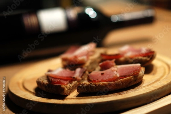 Obraz Schinkenbrot mit Wein