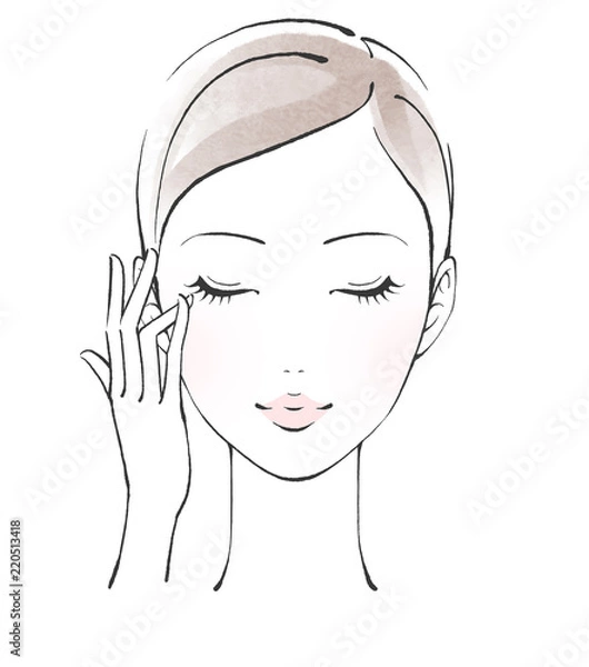 Obraz 薬指で目元のケアをする女性