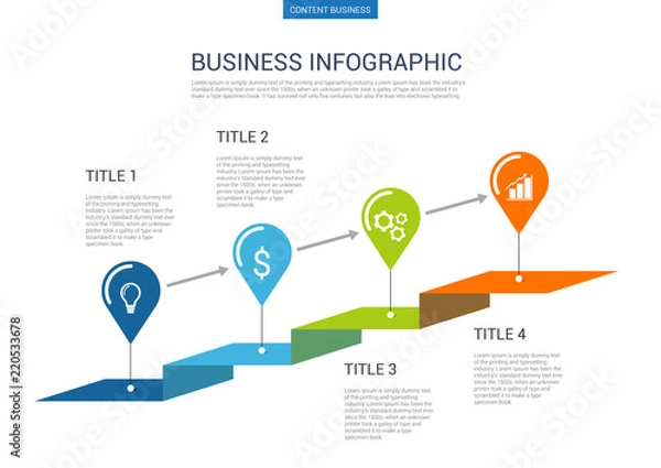 Obraz Infograhpic business presentation slide template with step process chart