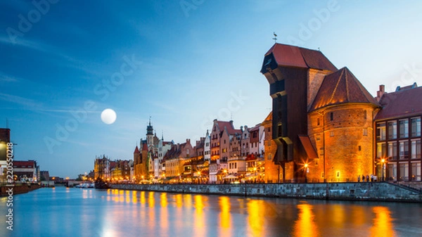 Obraz Port nad Motławą ze starym miastem w Gdańsku w Polsce