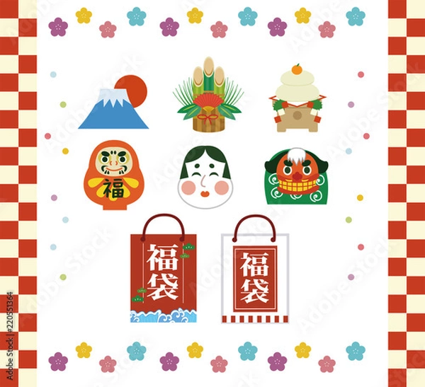Obraz お正月のアイコンイラストセット
