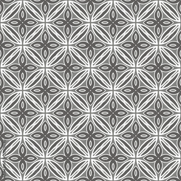 Fototapeta Grey seamless pattern. Fabric print. Seamless background, mosaic ornament, ethnic style. 