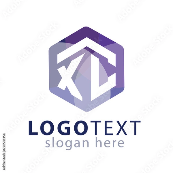 Fototapeta X C Initial letter hexagonal logo vector