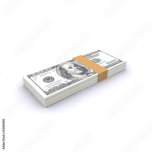 Obraz Stack of 100 Dollars isolated