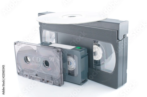 Obraz Compact videocassette, VHS and DVD
