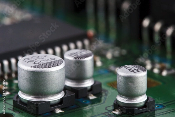 Fototapeta Capacitors on circuit board