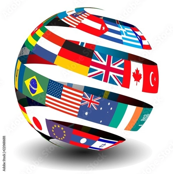 Obraz Flags of the world set in a globe/sphere