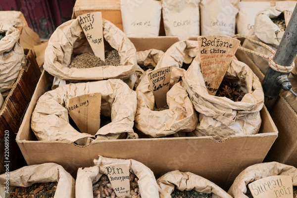 Obraz Spices stall in a french market