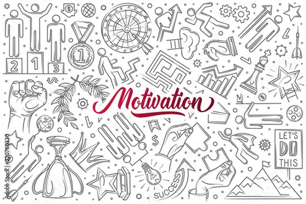Obraz Hand drawn motivation set doodle vector background