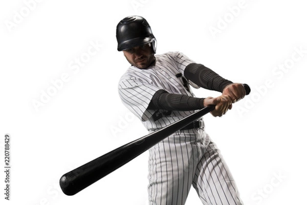 Obraz Isolated Baseball player bat the ball on white background