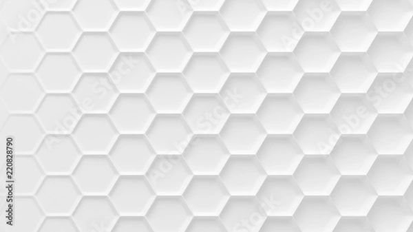 Fototapeta White geometric honeycomb hexagon background. 3d illustration, 3d rendering.