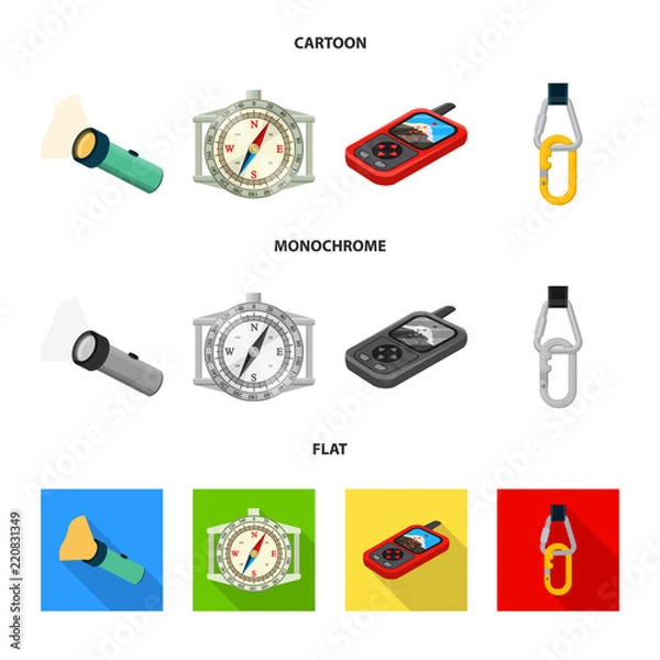 Fototapeta Vector illustration of alpinism and peak logo. Set of alpinism and camp stock symbol for web.
