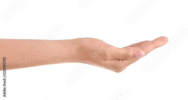 Obraz Abstract young woman's hand on white background