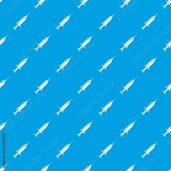 Fototapeta Full syringe pattern vector seamless blue repeat for any use