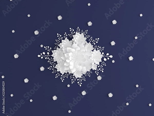 Fototapeta Paper flowers. 3d illustration, 3d rendering.