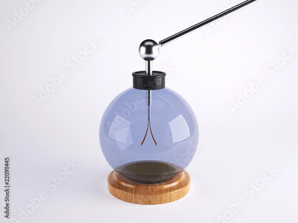 Fototapeta Electroscope on isolated. Used in physics education to demonstrate the principles of electrostatics. Gold leaves open