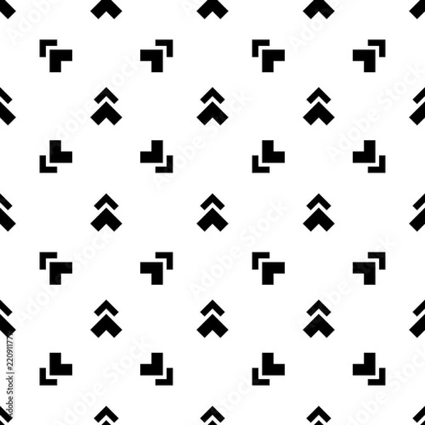 Fototapeta Abstract seamless monochrome pattern, black and white arrows
