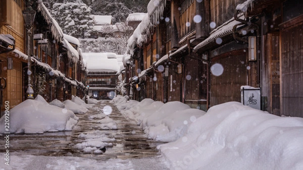 Fototapeta 石川県 東茶屋街 雪景色