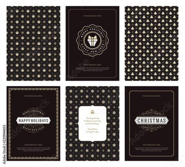 Fototapeta Merry Christmas greeting cards templates and patterns backgrounds