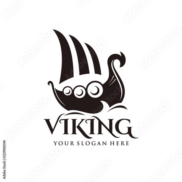 Obraz Wektor logo statku Wikingów