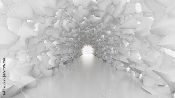 Obraz Biały tunel i światło. 3D ilustracja, renderowanie 3D.