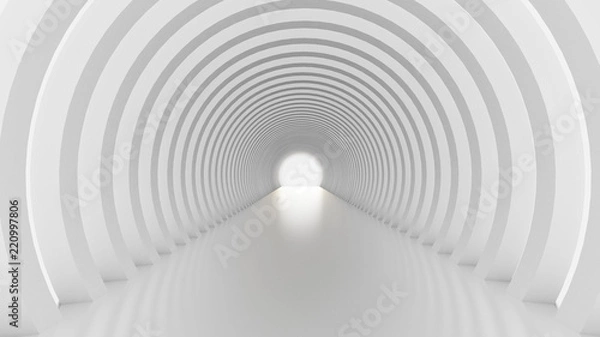 Fototapeta White tunnel and light. 3d illustration, 3d rendering.